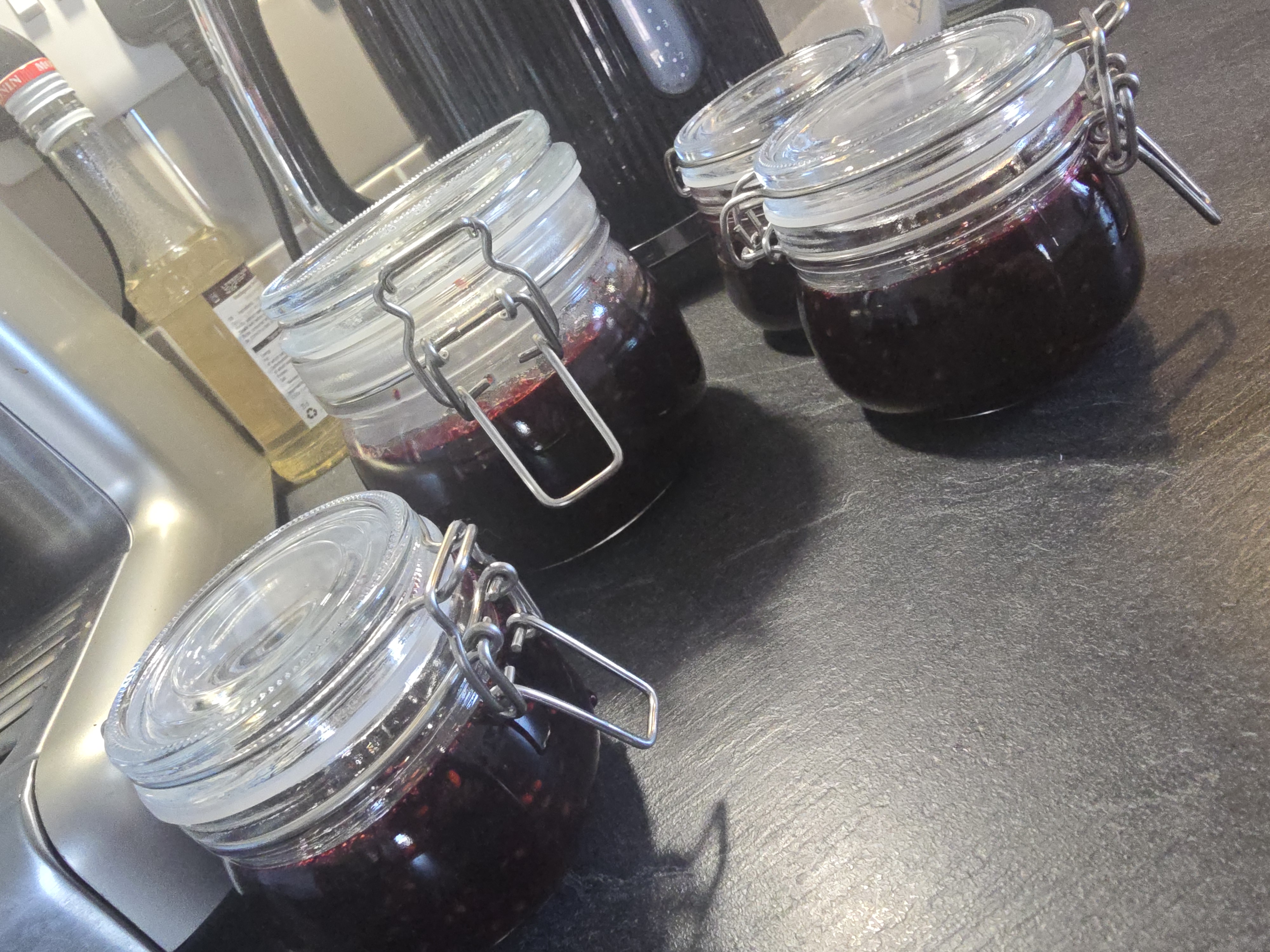The blackberry jam in a jar