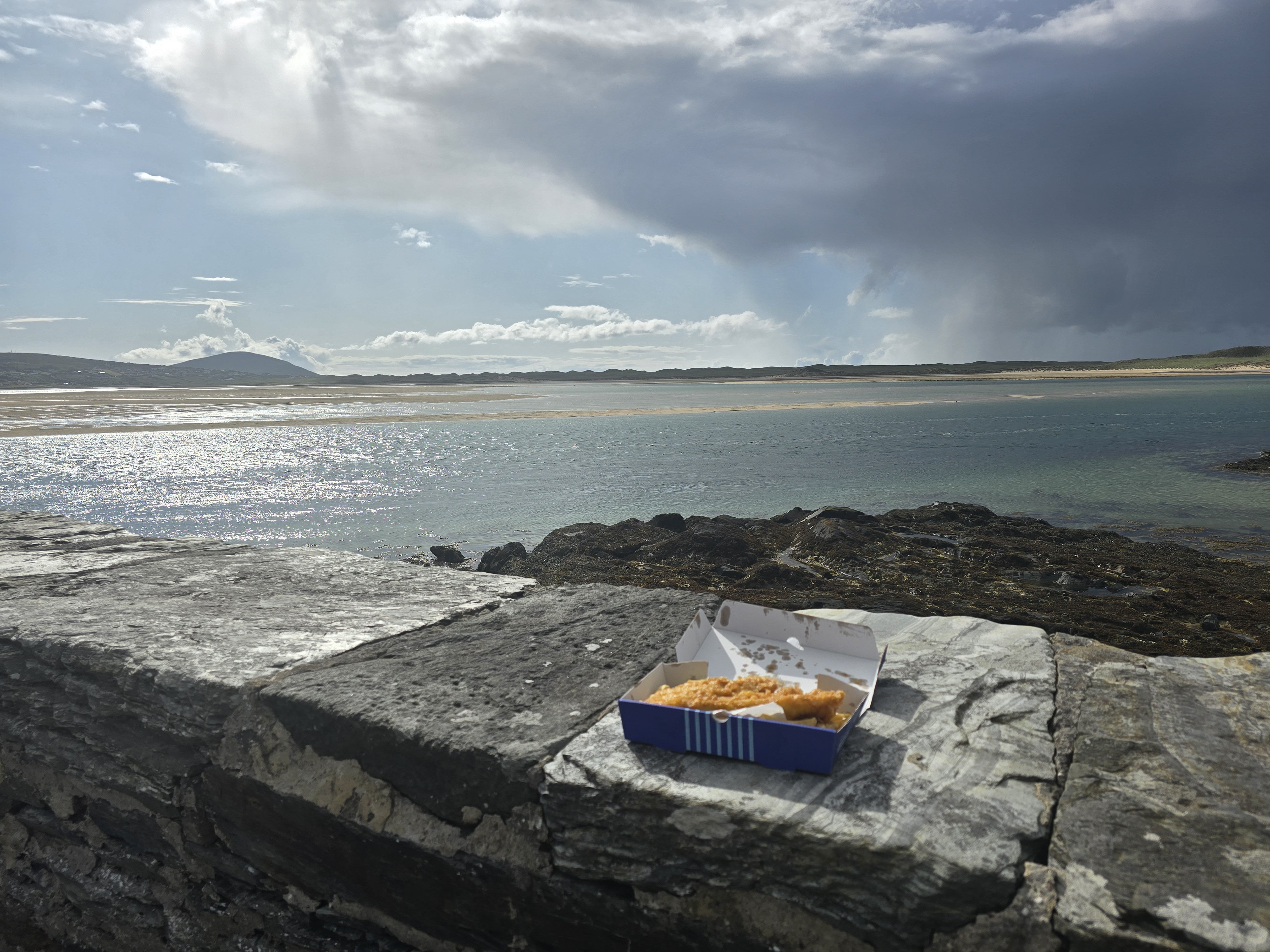 Fish and Chips with Ballyness Pier View
